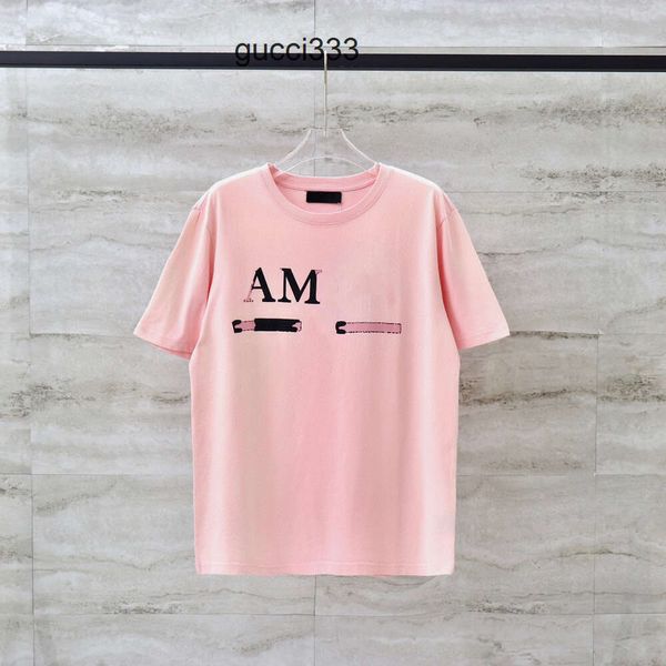 Amirirlies Pink Summer Shirts Amari Splash Men Amirl Mens T Amis Diseñador Ropa AM Personalidad Letra Amar Tinta Camiseta Miri Manga corta 2023 Tops de verano T Shi