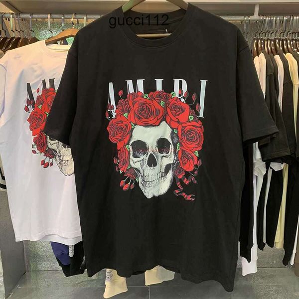 amirirlies Rose amari amirl amirlies am amis imiri amiiri hombres mujeres diseñador de lujo Ropa de moda Skull Tees Am Camiseta Pequeña Estilo de moda estadounidense Imprimir Do3O0O