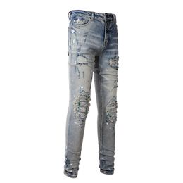 Amirj Jeans Luxury Designer Jeans Patch dezelfde stijl als beroemdheden heren stretch broek Modemerk passen Amirs Jeans