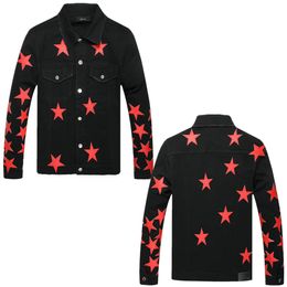 Amirri Ami Amis Chaquetas para hombre Diseñador High Street Hole Star Patch Chaqueta vaquera con bordado de estrellas para hombre y mujer