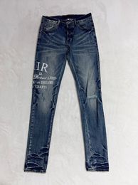 Amiriis Jeans Designers Jeans en détresse France Fashion Pierre Straitement Biker Hole Stretch Denim Pantal