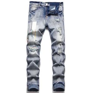 Amirriis broek heren designer jeans heren jeans Street Brand borduurwerk zwarte fitting Slanke paarse jeans voor heren met sterren designer lange gescheurde jeans heren designer c8