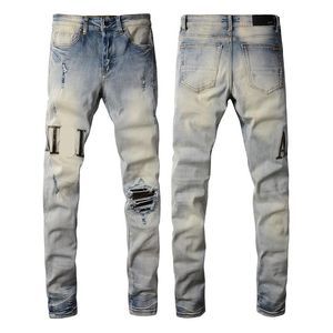 Amirs 2022 Top New Mens Jeans Moda Flaco Recto Slim Ripped Jean Elástico Casual Motocicleta Biker Stretch Denim Pantalón Pantalones clásicos Jeans # 274