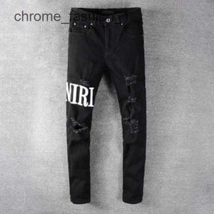 Amirs Casual Streetwear Black Slim Fit Jeans Men Herfst Masculina Letter Pants Trendy Dance Club Skinny S Toursers 2 TM8H