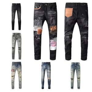 Amirs Casual Streetwear Hommes Jeans Noir Slim Fit Hommes Automne Lettre Masculina Amirir Pantalon Trendy Dance Club Amrri Skinny Toursers KOKO