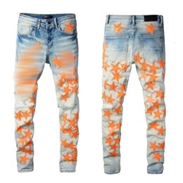 Amirs designer jeans de alta qualidade jeans masculinos jeans bordados calças moda buracos calças com zíper para o sexo masculino