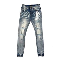 Amirs Designer Jeans Top Quality Men's Jeans Luxo Jean Zipper Straight High-End Stretch Plus Size Elegante Calças Skinny Calças Rasgadas Classic Fashion Hole Denim