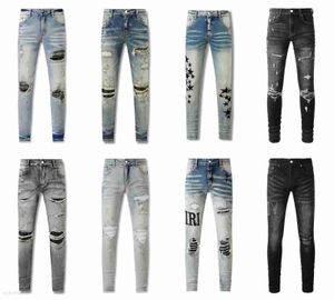 Amirs Designer Hommes Jeans Violet Mode Pantalon Droit Tout Nouveau Véritable Stretch Robin Rock Revival Cristal Rivet Denim