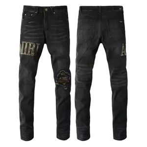 Amirs Designer Hommes Jeans Violet Jeans Mode Pantalon Droit Violet Tout Nouveau Véritable Stretch Hommes Robin Rock Revival Crystal Rivet Denim 492