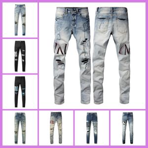 Amirs designer Jeans pour hommes jeans violets jeans ksubi High Street Hole Star Patch Hommes femmes amirs star broderie denim jeans stretch pantalon slim marque violette