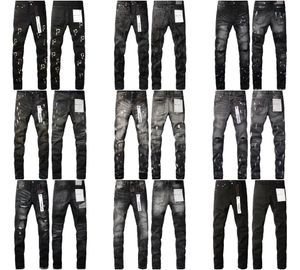 Amirs Designer Heren Paarse Jeans High Street Hole Star Patch Heren Dames Amirs Star Borduurpaneel Stretch Slim-fit Broek D2 Broek paars merk