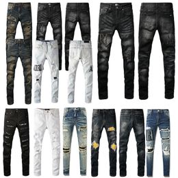 Amirs designer uk jeans bleu Jeans canada designer jeans voor heren stapel jeans man jeans dames Stijlvolle casual vintage gescheurde broek denim scheur zwarte rock revival jeans