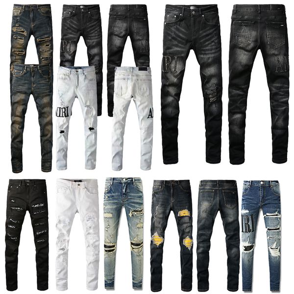 Amirs diseñador Reino Unido jeans bleu Jeans Canadá jeans de diseñador para hombre jeans apilados hombre jeans para mujer Elegante casual vintage pantalones rasgados denim lágrima negro rock revival jeans