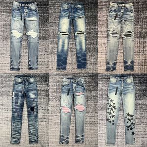 Amirs Jeans voor Heren Designer Broeken Mode Casual Hip Hop Streetwear Stretch Slim Fit Heren Gescheurde Broek Am Amirly Veelzijdige knappe broekontwerpers