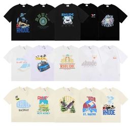 Rhude Mens T-shirt Designer Shirt for Men pour hommes à manches courtes Rhudes Imprimés Shirts Tee Top Tshirt Femme Femme surdimensionnée Tops US Polo