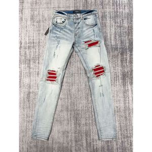 AMIRxxTrendy Brand Hole Patch Élastique Slim Fit Petits Pieds Jeans
