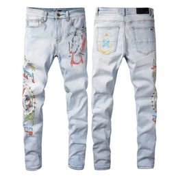 2022 Mens Fashion Designer Skinny Straight Slim Ripped Jean elastische Casual Motorcycle Biker Stretch Denim Broek Klassieke Broek jeans maat 28-40