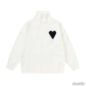 Amis Am i Paris Trui Coltrui Hoge kraag Gebreide trui Hoodie Winter Hoody Amisweater Big Coeur Love Jacquard Hart Pull Sweatshirt Amiparis Ff3q