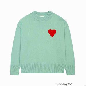 amiS AM I Pull amisweater tricoté Paris amishirt Mode Hommes Designer Brodé Coeur Rouge Couleur Unie Big Love Col Rond Manches Courtes un T-shirt pour KL8o YH6G