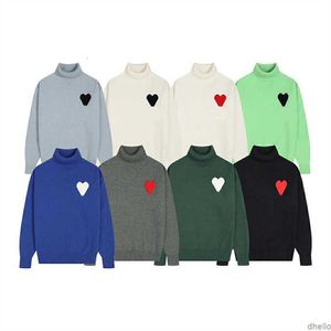 AMIS Amisweater Hiver Col Roulé Designer AM I Paris Jumper Col Haut Sweat Chaud Jacquard A-word Love Heart Coeur Sweat à capuche Hommes Femmes Tricoter Nouvelle Couleur