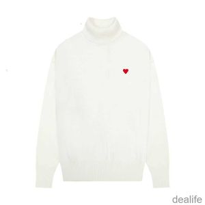 Amis -ontwerper Paris Am I Sweater Turtleneck gebreide trui Amiparis Small Coeur Love Heart Jacquard Women Men Streetwear Trek High Collar Hoodie Knit NFP8