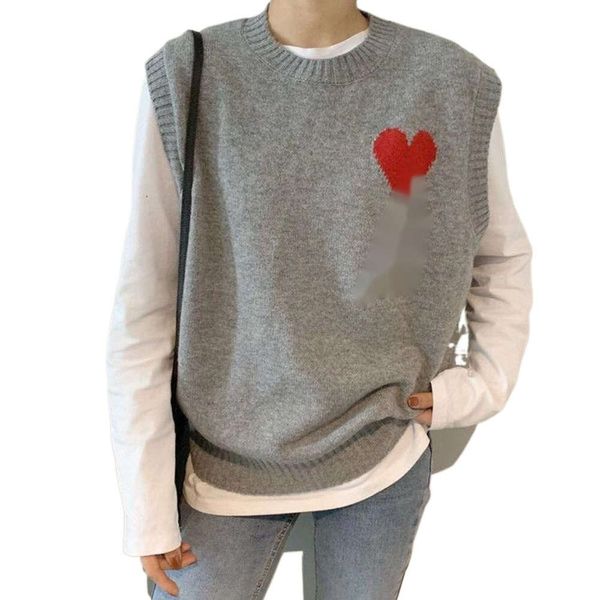 Amis-suéter de diseñador de alta calidad, chaleco tejido nuevos, suéter de cachemira con corazón de amor para mujer, camiseta sin mangas para invierno, prendas de vestir gruesas