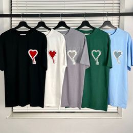 Amis designer T-shirt parijs polo Mannen Vrouwen Liefdesbrief T-shirt mode borduren paar korte mouw high street losse ronde hals tee