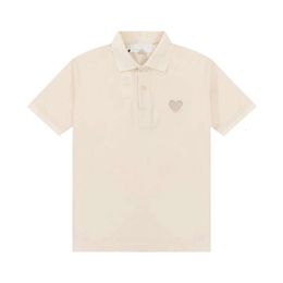 Amis Designer T Shirt Top Qualité POLO Chemise Été Nouveau Lourd Épaissi Fixe Tricoté Perle Sol Amour Broderie Lâche Épaule Manches Courtes Unisexe