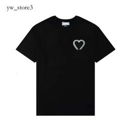 Amis Paris Camiseta de diseñador para hombre Camisa Ami Corazón rojo bordado Color sólido Gran amor Cuello redondo Camiseta de manga corta para hombres y mujeres con el mismo párrafo Ami 6945