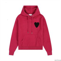 Amis Pull Amisweater Pull tricoté à capuche Amis Paris Pull à capuche Coeur Rouge Hommes Femmes Casual Sweatshirts Coeur Coeur Amour Motif Sweat Jumper 6144