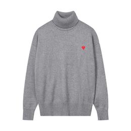 Amis Pull Cardigan Designer Amisweater Hoge kraag Heren Dames Parijs Mode een hartpatroon Coltrui Truien Sweatshirts Jumper Hoodie Truien Wnvb