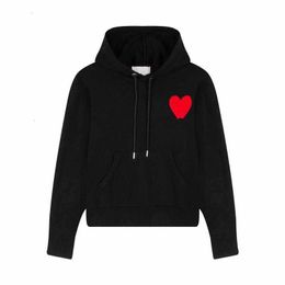 Amis Pull Designer Pullover Amisweater Paris Red Heart Bordado Jacquard Moda francesa Prendas de punto sueltas e informales Am i s Jumper para hombres y mujeres con capucha Yr75