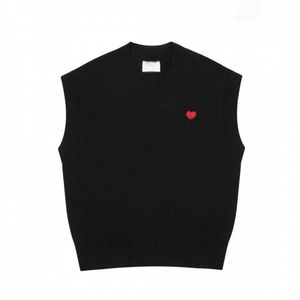 Amis Sweater Paris Fashion Knit Jumper V Neck Vest Sweat sans manches 2023 Automne Hiver Am i Heart Coeur Love Jacquard Amisweater Ta9g