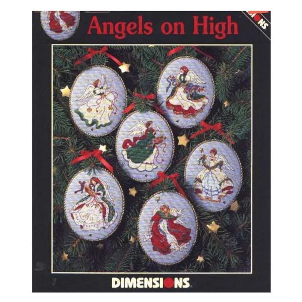 Amishop de alta calidad encantadora Venta caliente Cross Stitch Kit Angels on High Christmas Tree Ornament 6 piezas adornos dim 00285