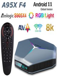 Amlogic S905X4 Android TV Box 4GB 32GB con control remoto por voz G30S 8K RGB Light A95X F4 Smart Android110 TVbox Plex media serv1156130