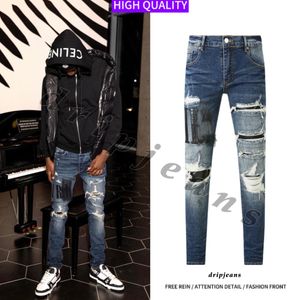 AMLRL Brand Mens Jeans Jeans de alta calidad USA Drip Jeans Drill Hip Hop Jeans Designer Jeans Slim Fit Pants Jeans Retro Skinny Jeans AMR Jeans