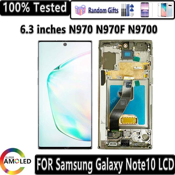 AMOLED para Samsung Galaxy Note 10 N970F nota10 N970 N9700 LCD con pantalla de pantalla Táctil Conjunto de digitalización de pantalla táctil con marco