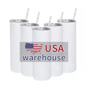 US Stock DIY en blanco 20oz vaso de sublimación de doble pared de acero inoxidable tazas de agua aisladas al vacío para viajes