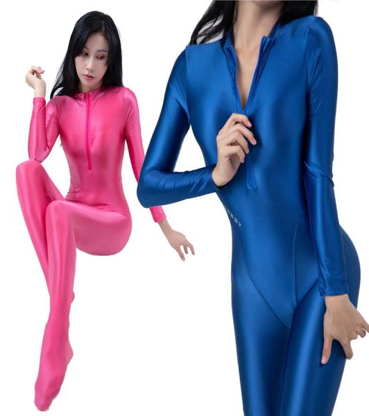 Amorése frontal ferme pleine longueur collants d'huile brillantes lisses sexy sexy yoga yoga zentai jeu costumes décontractés à sauts combinaisons 27356812