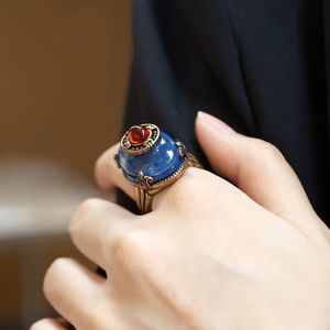 Amorita Boutique Blue Blue Copper Vintage Géométrique Design Geométric Rings 240423