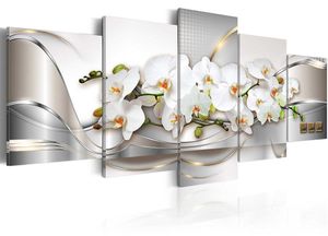 Amosi Art Orchid Flores lienzo de arte estampado Pintura de arte abstracto Fondo de arte floral blanco para la decoración moderna del hogar4228282