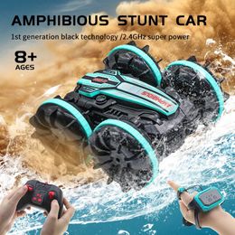 Amfibische RC Auto Afstandsbediening Stuntvoertuig Dubbelzijdig Flip Rijden Drift Rc Outdoor Speelgoed voor Jongens Kindercadeau 240103