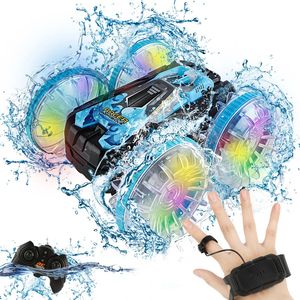 Amphibie Remote Control Car RC Véhicule Doublement Double-Clip Driving Wheel Light Light Outdoor Toys for Boys Childrens 240411