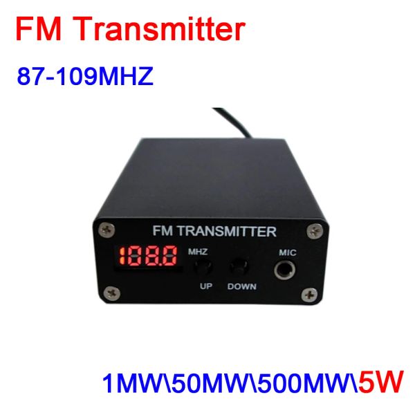 Amplificateur 0.5W 5W Transmetteur FM audio stéréo fréquence 87M109MHz affichage LCD numérique Station de radiodiffusion récepteur + antenne + alimentation