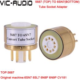 Versterker 1PC 5687 (boven) tot 6SN7 6SL7 6N8P 6N9P (onder) 9pin tot 8pin Tube Diy Audio Vacuüm Buis Adapter Socket Converter -versterker Diy DIY