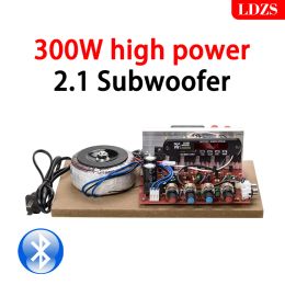 Amplificateur 2 * 100W + 300W Bluetooth LDZS Power Amplifier Board 2.1 CH Classe D Subwoofer Theatre Audio Stereo Equalizer USB Carte son