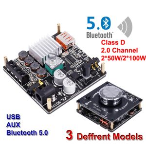 Amplificateur 2 * 100W Bluetooth 5.0 TPA3116D2 Amplificateur numérique Amplificateur stéréo HIFI Audio Classe D Home Theatre USB Card de la carte son
