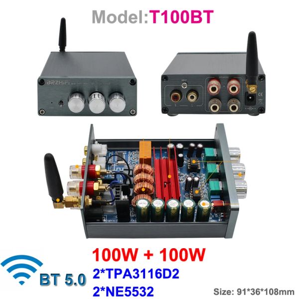 Amplificateur 2 * 50w 2 * 100w TPA3116 Bluetooth Subwoofer Audio Digital Power Amplificateur Board Classe D Égaliseur HIFI Stéréo TPA3116D2 AMP