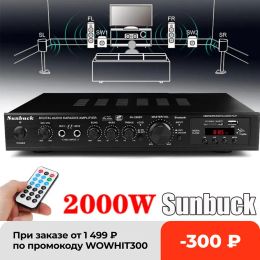 Amplificador 2000W 5CH Bluetooth Stereo AV Power Bass Bass 110V Audio Subwoofer Altavoces LED Digital Amplificador para Karaoke Cinema
