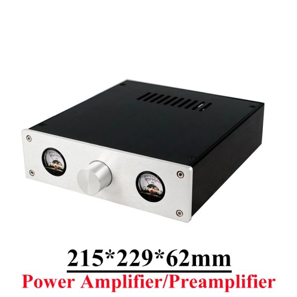 Amplificateur 215 * 229 * 62 mm All en aluminium Casque Amplificateur Préamplificateur Préamplificateur Boîtier d'alimentation Borquette d'alimentation VU METER DIO ACCESSOIRES